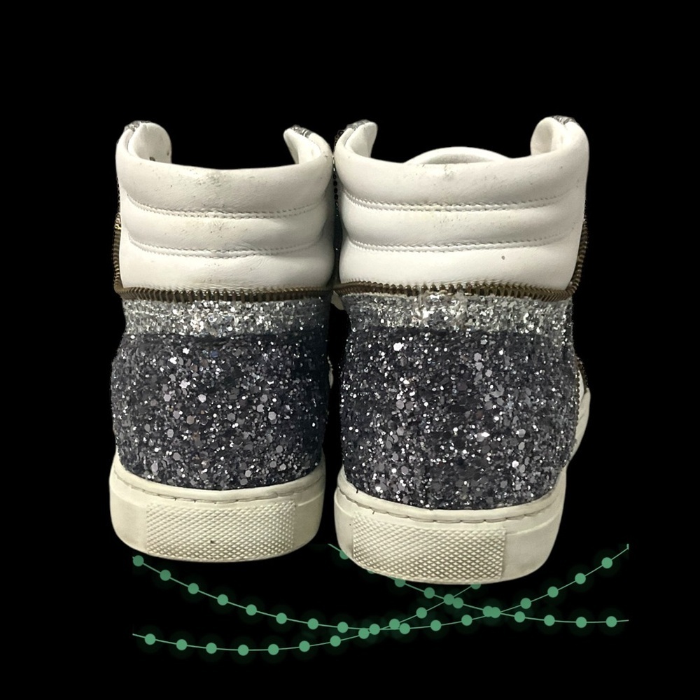 Alessandro Dell’Acqua Sneaker SZ 9 Leather Glitter White Silver Streetwear Women - Picture 7 of 12